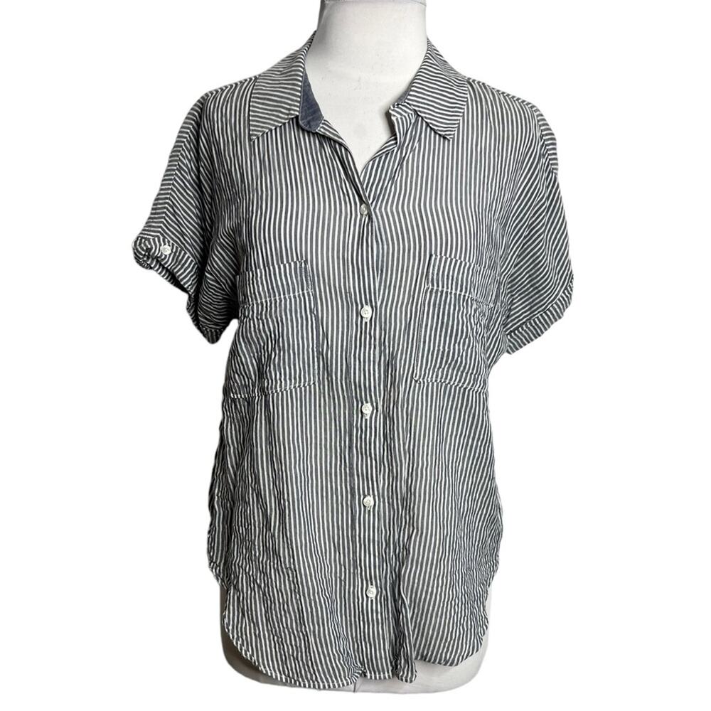 Anthropologie Cloth & stone striped popover button down top sz S